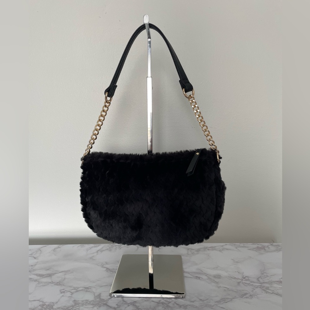 I.N.C Faux Fur Black Shoulder Bag Small Purse